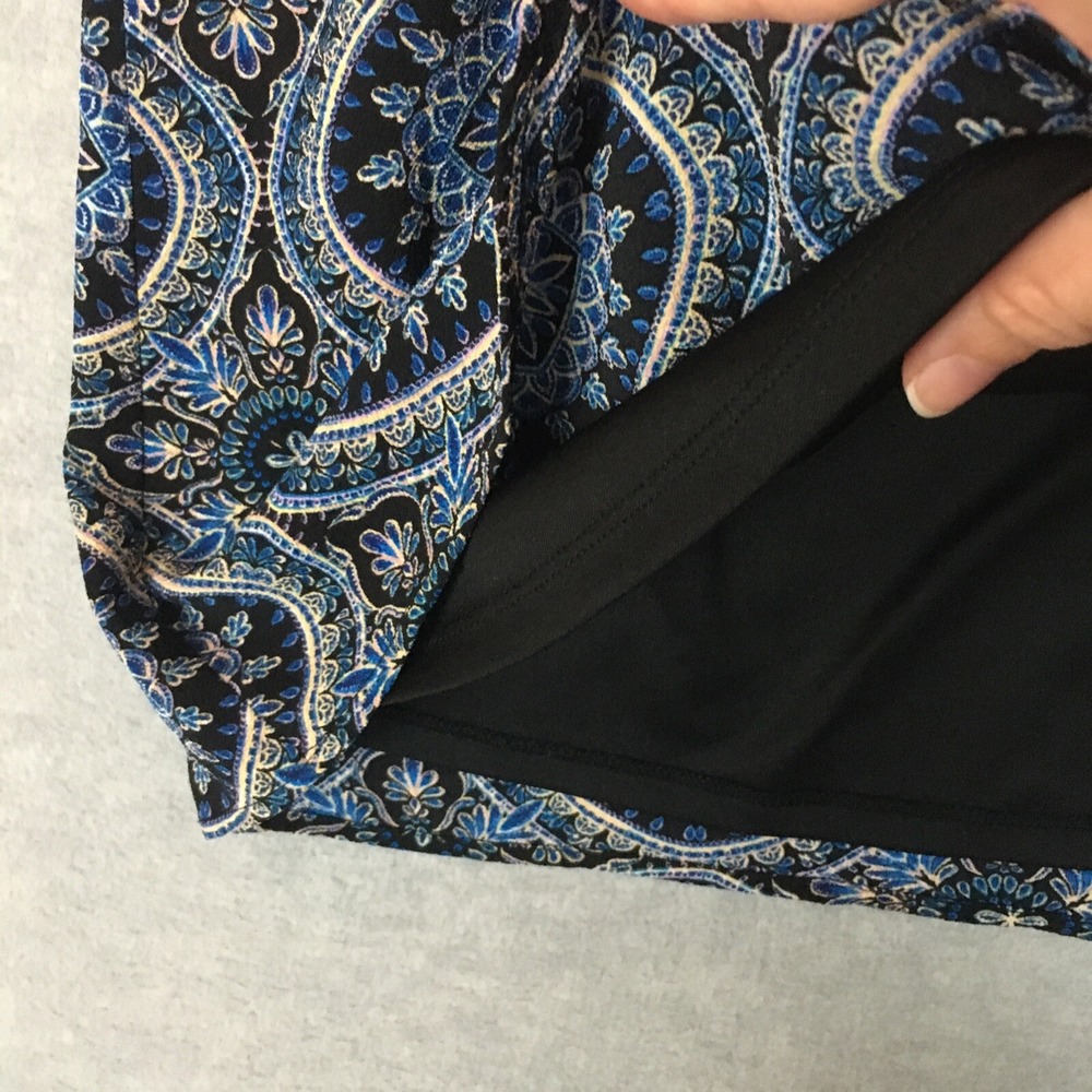 Lily Rose L Trapeze Dress Blue Black Geometric V-Neck Necklace‎ Sleeveless Lace - Picture 9 of 11